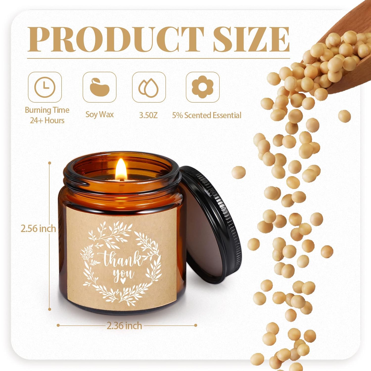 10 Pcs Thank You Candle Valentines Employee Appreciation Gift Bulk 3.5 Oz Soy Wax Scented Jar Candles For Friend Boss Employee Staff Volunteer Teacher Secretaries, 10 Fragrance(Classic Scent)
