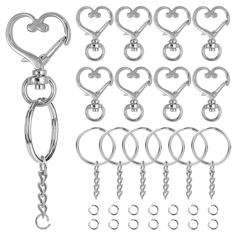 150Pcs Heart-Shaped Swivel Snap Hook Set,Metal Spring Snap Keychain Clip Keych