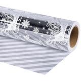 Reversible Sliver Christmas Wrapping Paper Roll - Red Black Xmas Sleigh & Stripe Design For Holiday Winter Parties (Sliver Sleigh, 17 Inches X 16.5 Feet)