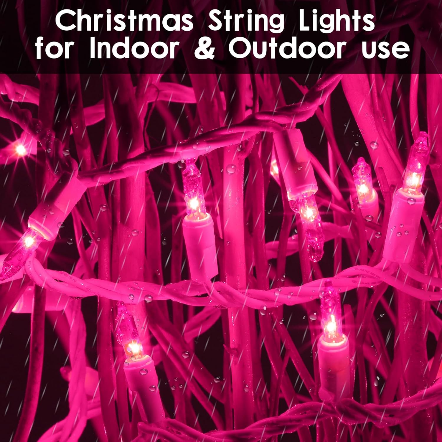 100 Count Mini Pink Lights String, 21Ft Christmas Tree Lights Plug In,Christmas Pink String Lights For Room, Valentine'S