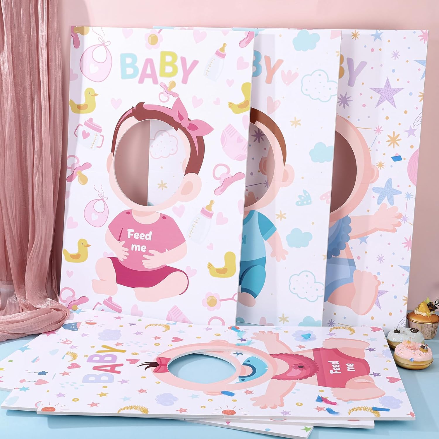 6 Pcs Baby Shower Games Feed Me Baby Shower Game Who Is The Baby Daddy Games Bridal Party Activities Photo Booth Props For Gender Reveal Party Favors
