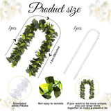2 Pcs Hawaiian Luau Maile And Pikake Lei Graduation Lei Hawaiian Maile Lei Artificial For Wedding Graduation Party, 4.9 Ft