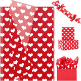 60 Sheets Love Heart Tissue Paper, 20X14 Inches Valentine'S Day Red White Heart Printed Wrapping Tissue Love Decorative Art Tissue For Wedding Anniversary Party Decor (Red)