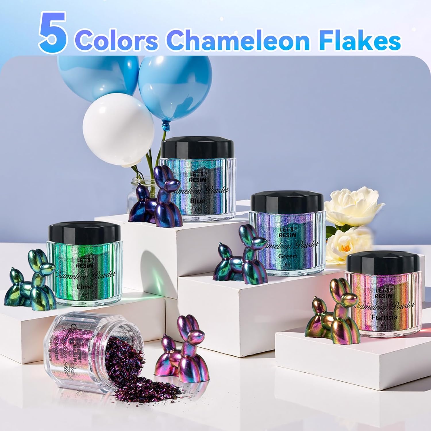 Chameleon Flakes, Resin Supplies -Intense Color Shift Pigment Powder For Resin Molds/Tumblers, Chrome Powder Pigment For Christmas Nail Art/Paint/Soap Making