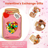 50 Pack Mason Jar Valentine Cards For Kids Classroom, 5 Color Designs Diy Valentines Day Cards With Treat Bags, Candy Valentines For School Exchange Party Favors (Candy Not Included)