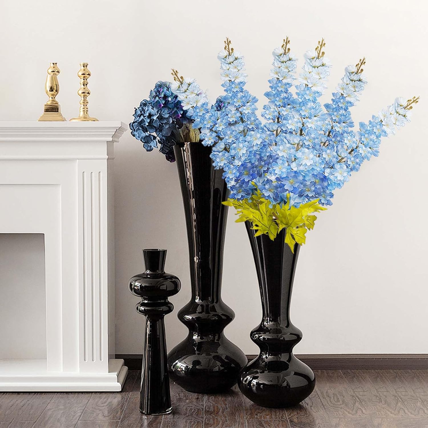 6Pcs 240 Heads Blue Delphinium Artificial Flowers, 47"/120Cm Long Stem Larkspur Artificial Flowers, Faux Artificial Snapdragon Flowers For Tall Vase, Home Office Garden Wedding Decor