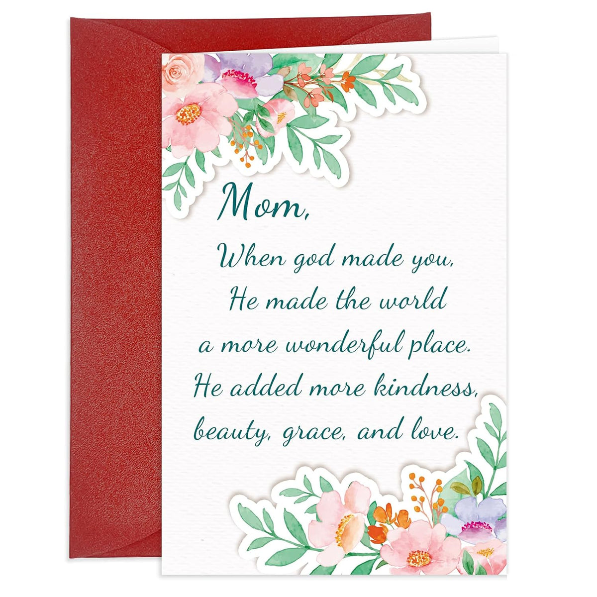 Happy Mother'S Day Card For Mom Sweet Flower Mothers Day Greeting Card From Son Daughter Poem Mother'S Day Cards With Envelope Mothers Day Gift Cards For Mom Grandma
