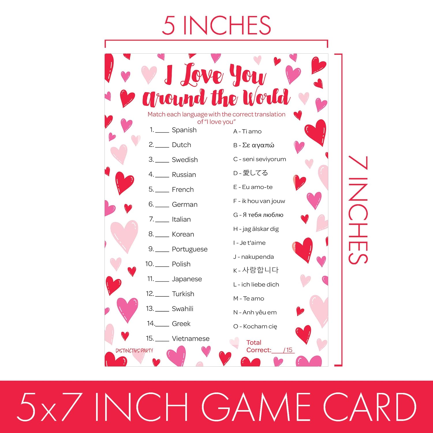 Valentine’S Day I Love You Around The World Game – 25 Player Cards, Classroom Party Activity, Fun Language Matching Game For Kids, Educational Valentine Party Game