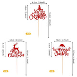 24 Pack Merry Christmas Cupcake Toppers Glitter Xmas Tree Santa Hat Deer Cupcake Picks Decoration For Winter Christmas Theme Xmas Holiday Birthday Party Supplies Red