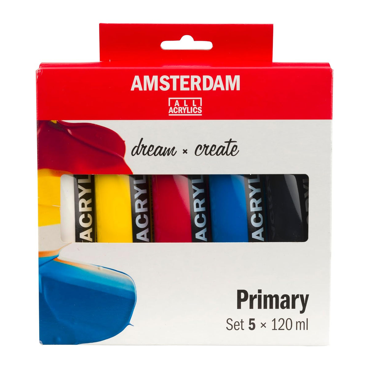 Standard Series Acrylic Paint Set | Color Theory Mixing Set (5 X 120 Ml Tubes) | Primary Colors + Black & White
