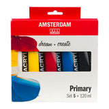 Standard Series Acrylic Paint Set | Color Theory Mixing Set (5 X 120 Ml Tubes) | Primary Colors + Black & White