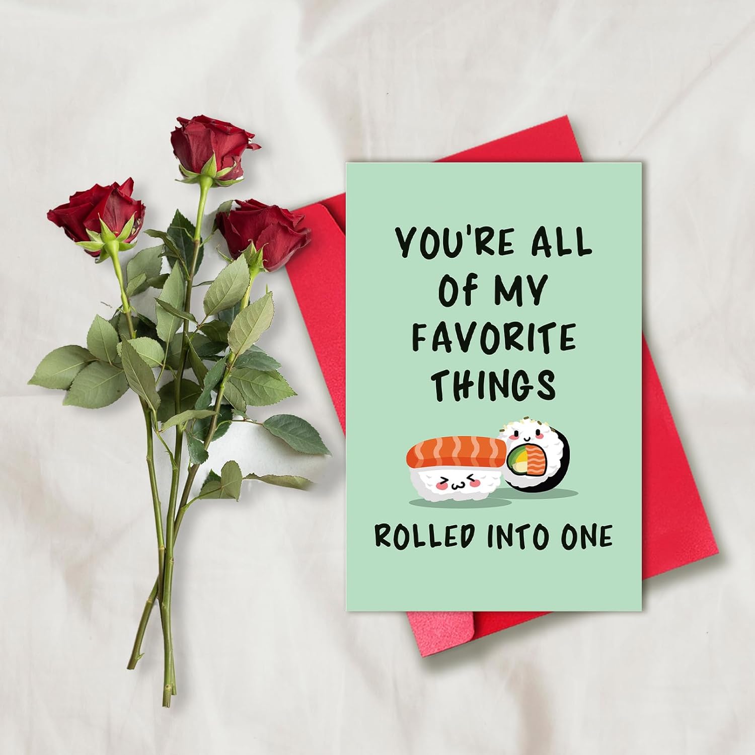 Funny Sushi Valentine'S Day Card For Husband Wife,Cute Valentine'S Day Cards For Men Women,Sweet Valentines Day Card Gift For Boyfriend Girlfriend,Envelope Included.