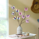 Purple Butterfly Decorations, Silk Butterfly Stems Artificial Willow Branches With Butterflies For Vase Floral Arrangements For Wedding Home Office Party Decoration (Pack Of 3)