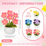 10 Pcs Crochet Flower Potted Plants Gifts, Artificial Handmade Knitted Flowers Cute Fake Plant For Mother Valentine Teacher Employee Coworker Gifts And Home Decor (Forget Me Not)