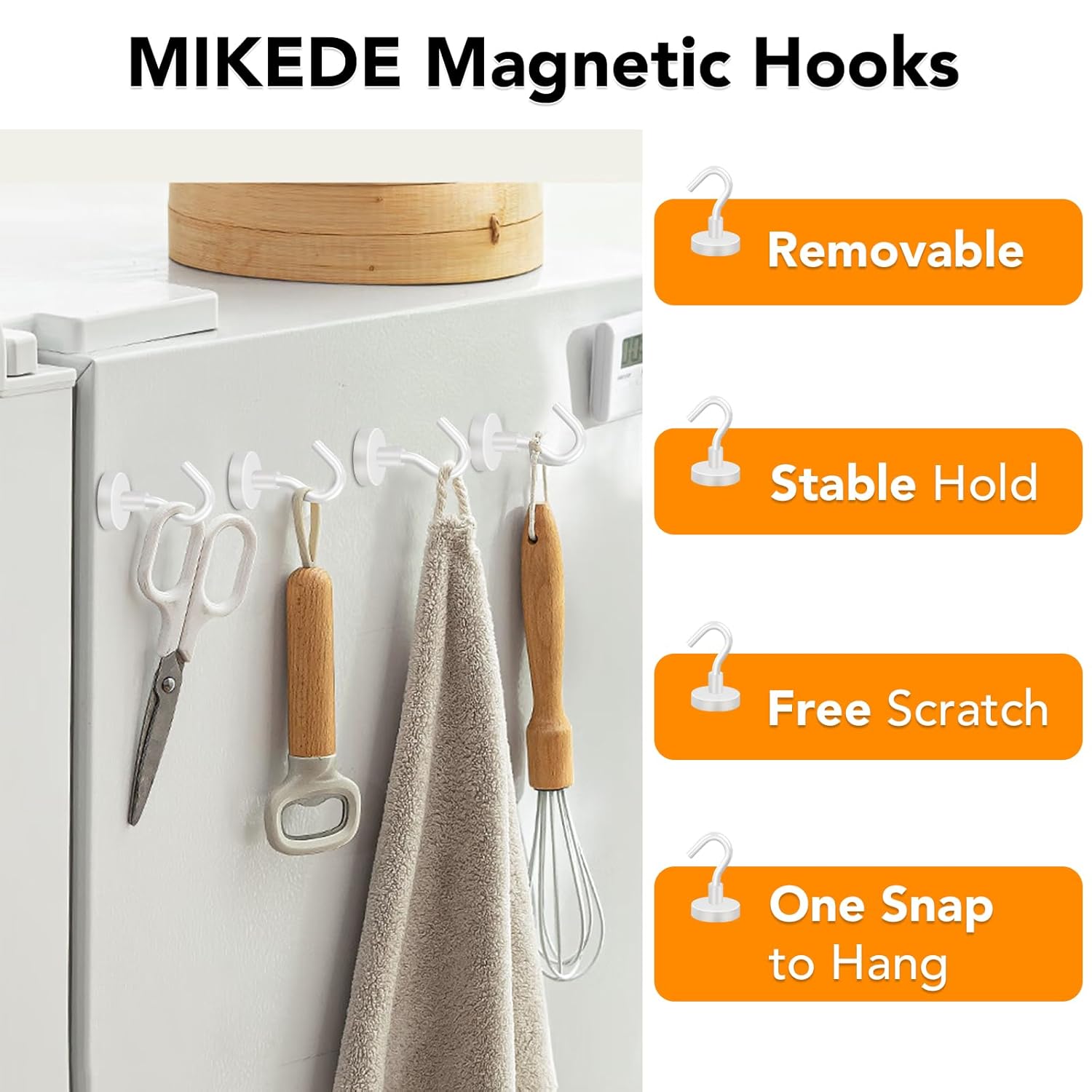 Magnetic Hooks Heavy Duty, Strong Magnet With Hook For Fridge, Super Neodymium Extra Strength Industrial Hooks For Hanging, Magnetic Hanger For Toolbox, Cruise, Grill - (White, 28 Pack)