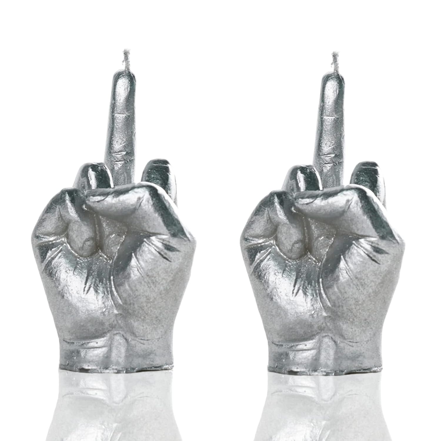 2 Pieces Middle Finger Candles Danish Pastel Room Aesthetic Aromatherapy Natural Soy Wax Decorative Candle For Bedroom Bathroom Wedding(Silver)