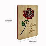Wooden Greeting Cards With Envelope,Featuring “I Love You” Rose Carving – Ideal For Valentine’S Day, Anniversary,Birthday, Mothers Day & Wife Or Girlfriend