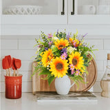 Sunflowers Artificial Flowers Bouquets Spring Flowers Artificia Fake Wildflowers Silk Cemetery Flowers Arrangements For Home Kitchen Office Table Centerpieces Wedding Party Grave Decor