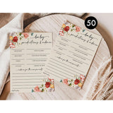 Wildflower Baby Shower Game, 50 Advice And Prediction Cards, Fun Activity, Girl, Boho Theme Decorations, A Little Wild Flower Is On The Way, Floral Baby In Bloom