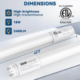 24 Pack 4FT T8 LED Bulbs 18W 2400LM 4000K Hybrid Type A B Fluorescent Tube Replacement