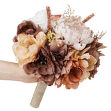 Wedding Bouquets For Bride Bridesmaid Artificial Peony Flower Bouquet Romantic Bridal Bouquet For Wedding Party Church Home Decoration (Orange Pink Tones)