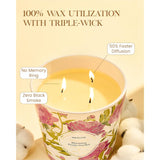 Blooming Peony Scented Candle, 28.2Oz 3 Wick Natural Soy Wax Large Candles, Long Lasting Clean Slow Burning No Toxic Décor For Home Relaxation, Romantic Dates & Gift-Giving
