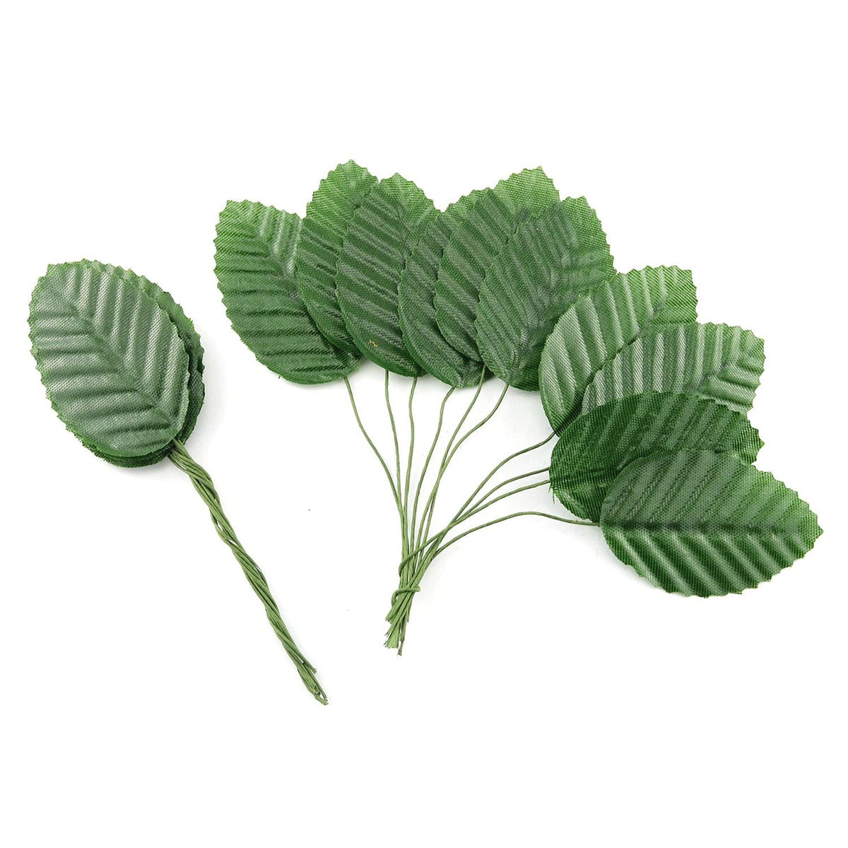 Artificial Silk Leaf 200Pcs 10Cm Green Fake Wired Single Silk Leaves Faux Flowers Leaf For Wedding Arrangements Centerpieces Diy Home Decorative Christmas Party Decoration