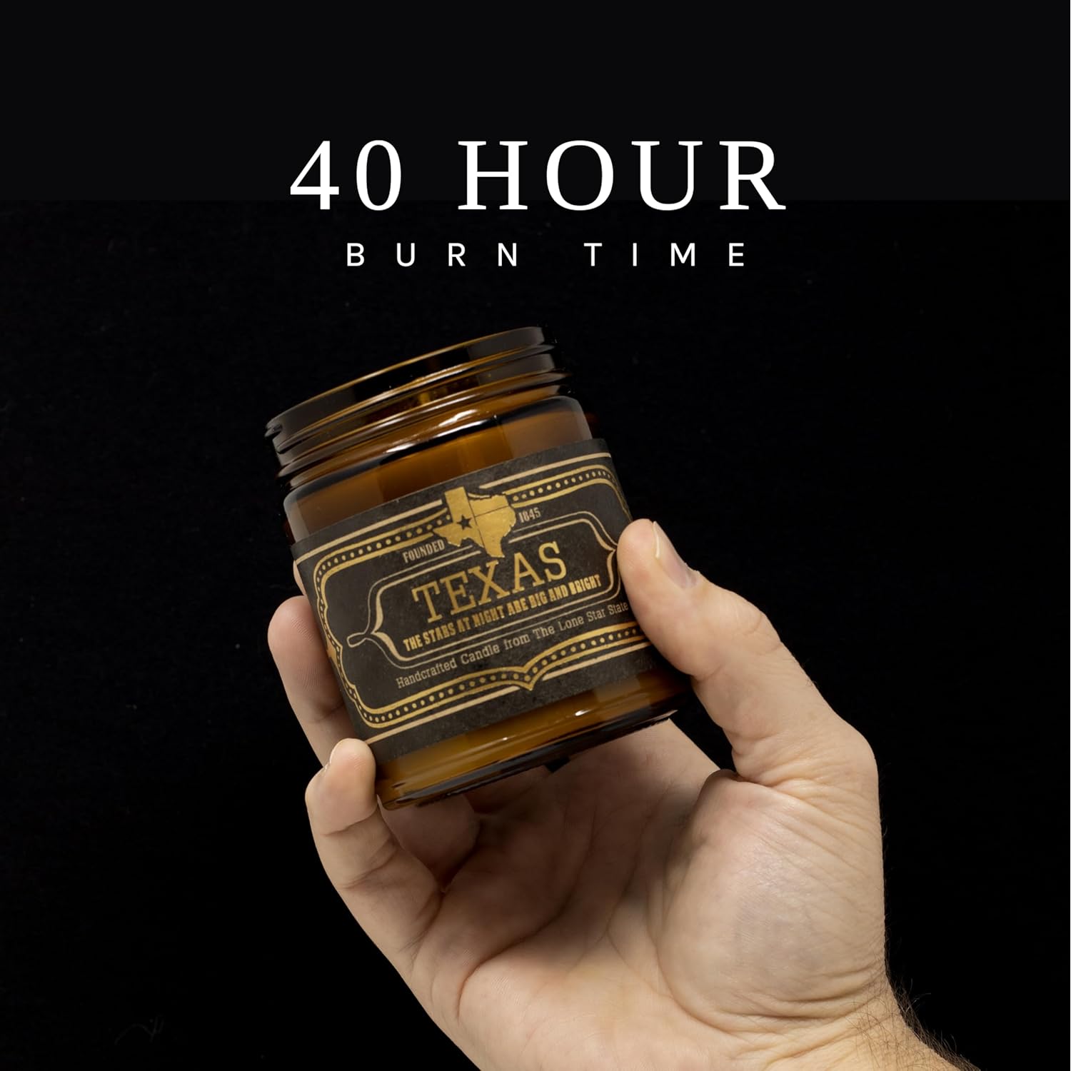 Scented Texas Candle, Dallas - Scents Of Fig, Leather, Bourbon - 9Oz Jar - 40 Hour Burn Time