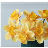 6Pcs Artificial Daffodil Flowers, Length Silk Narcissus Fake Flowers, Light Yellow Faux Daffodils Bouquet Floral Arrangement For Home Party Wedding Office Store Decor 15 Inch (Orange-Yellow)