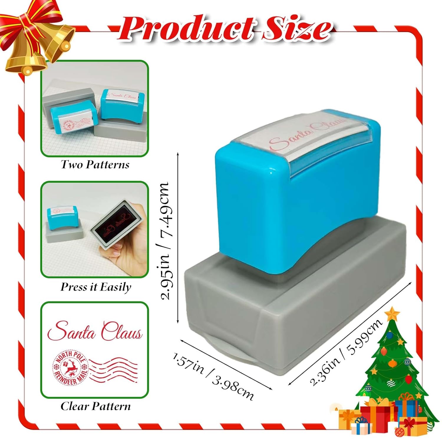 2 Pack North Pole Stamp,Christmas Self-Inking Stamp,Santa Stamp For Card Making,Christmas Gift,And Holiday Mail Envelope Supplies
