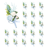 uxcell 20pcs Light Blue Boutonnieres for Men, Artificial Flower Buttonholes Pocket Corsage with Boutonnieres Pins for Wedding Bride Groom Ceremony Anniversary Formal Party