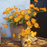 8 Stems Artificial Flowers Fake Faux Poppy Silk Bouquet Orange Flowers For Wedding, Home, Party Decoration,Table Centerpiece Arrangement(8, Orange)