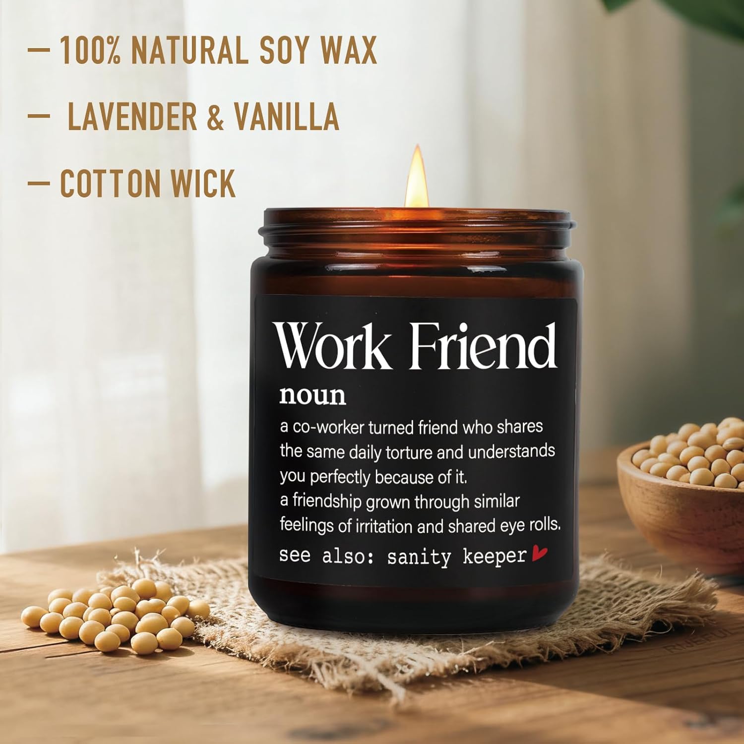 Funny Coworker Candle Gifts For Women, Work Friend Candle, Unique Work Friend Noun Explanation Candles For Coworkers, Bestie Friends, Birthday, Christmas, Moving Away, Farewell Candles Gift Ideas-26