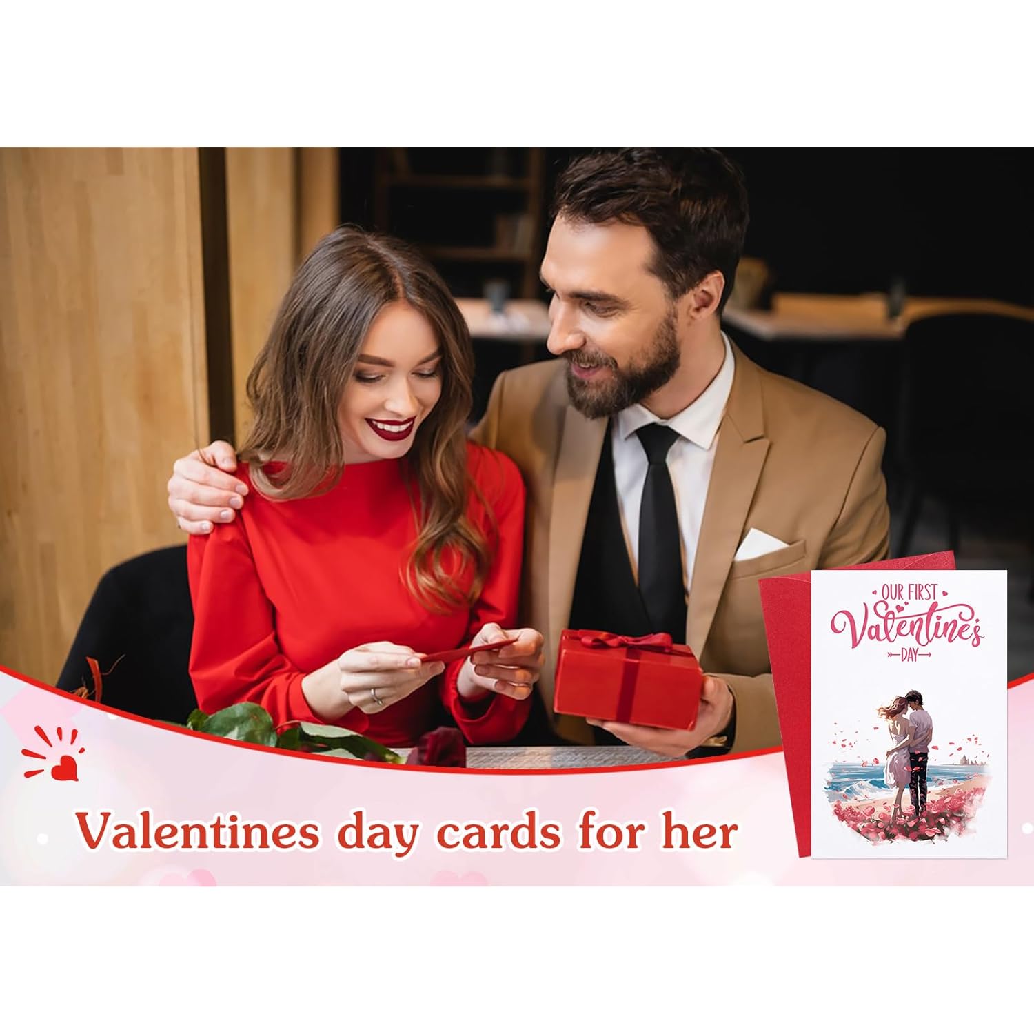 First Valentines Card For Him Her Husband Wife Our First Valentines Day Gifts Card For Boyfriend Girlfriend Romantic 1St Valentine'S Day Greeting Card Gifts With Envelope For Men Women Couple
