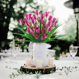6 Bundles Tulips Artificial Flowers,30 Heads Outdoor Artificial Tulip Faux Plastic Greenery Shrubs Plants Uv Resistant For Easter Home Outside Garden Porch Window Decor (Purple)