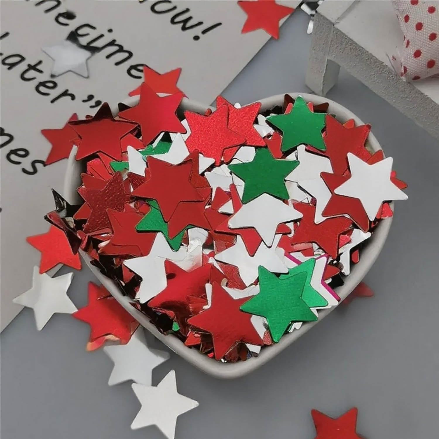 Red White Green Star Confetti 0.78Inch/2Cm 8000Pcs Table Confetti For Christmas Party Birthday Decoration Or Filled Balloons