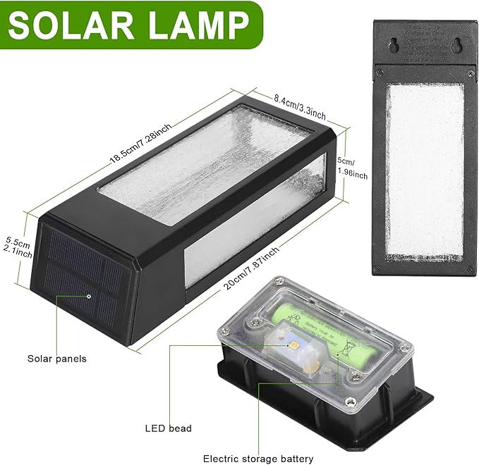 4 Pack Solar Fence Post Lights Aluminum Glass Waterproof Outdoor Wall Accent Lights