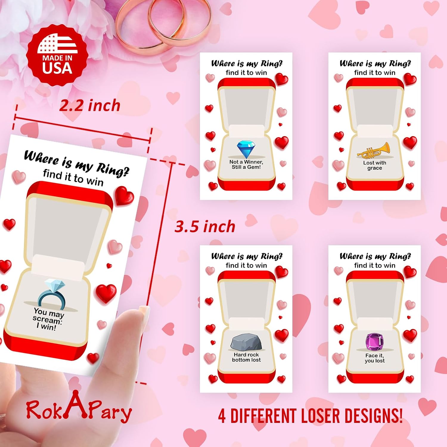 Where Is My Ring Wedding Or Bridal Shower Scratch Off Game, 40 Pack, Fun & Easy Wedding Shower Game For Guests, Engagement Party, Bachelorette Party, And Bride-To-Be Celebration Scratch Off Cards.
