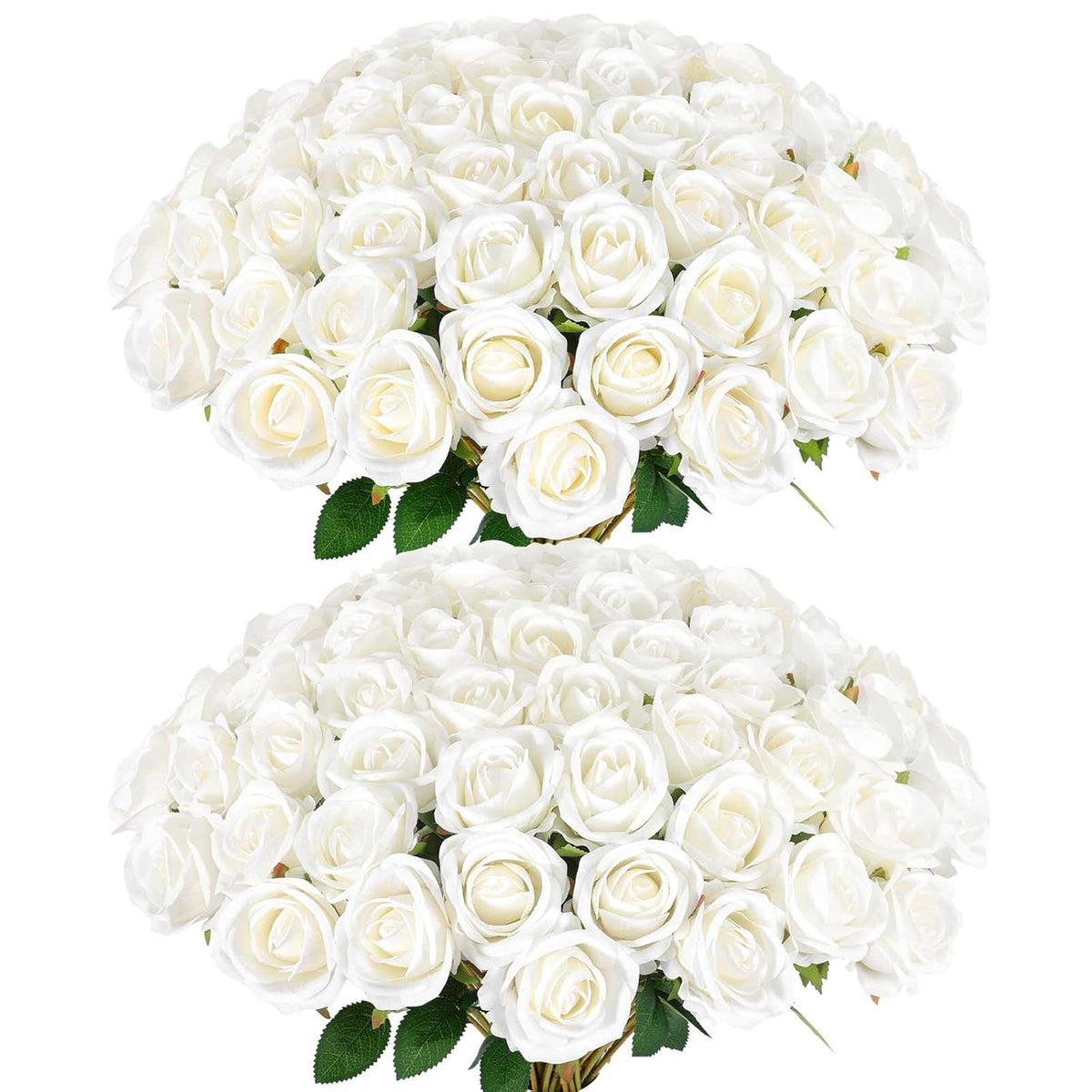60 Pcs Artificial Roses Bulk Velvet Silk White Roses White Roses For Wedding Centerpieces Bridal Bouquet Mohter'S Day Valentine'S Day Home Decor (60, White)