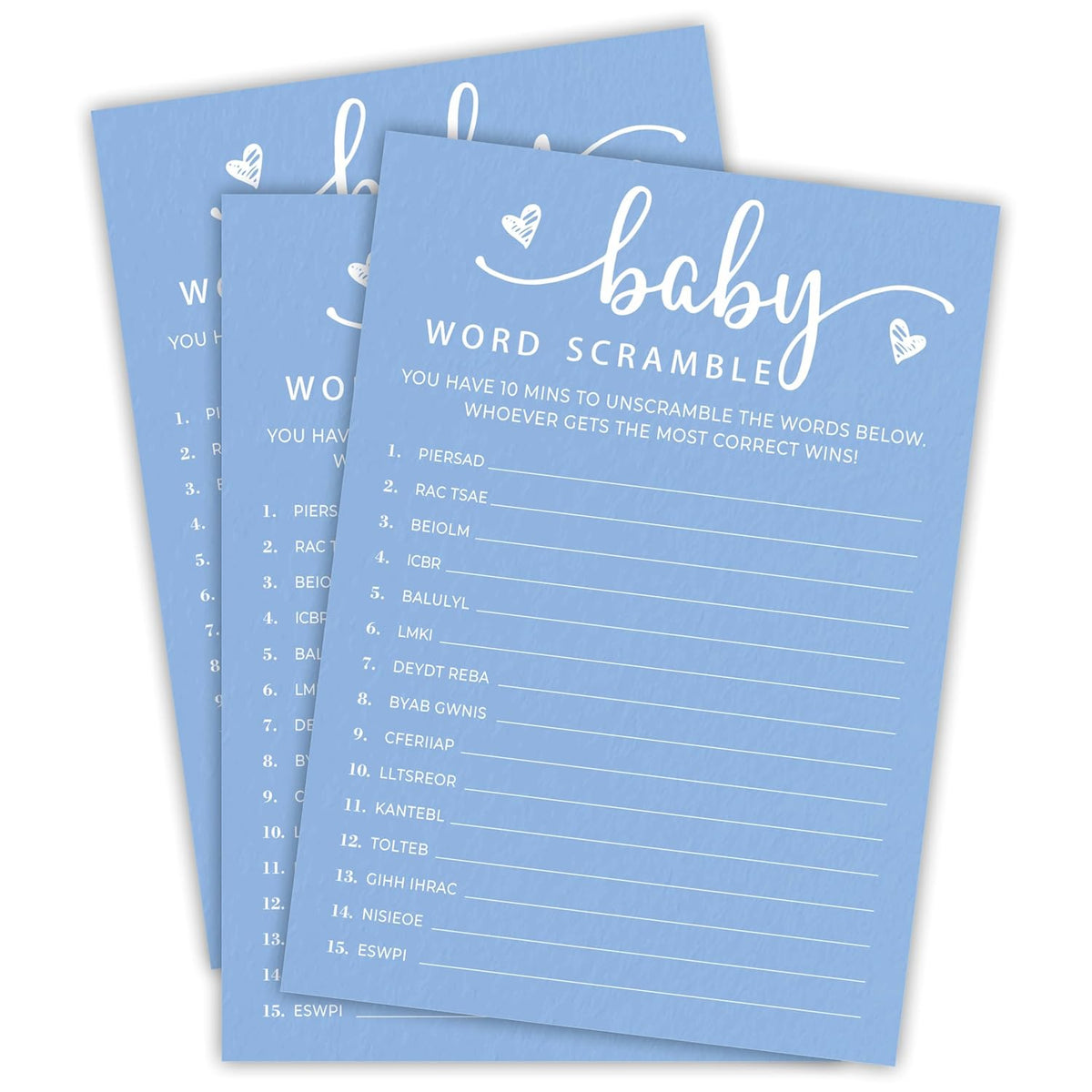Baby Shower Games For Boy Or Girl, Baby World Scramble, Funny Baby Shower Game Cards, Gender Neutral, Baby Shower Party Supplies & Decorations, 30 Game Cards & 1 Answer Card -B10