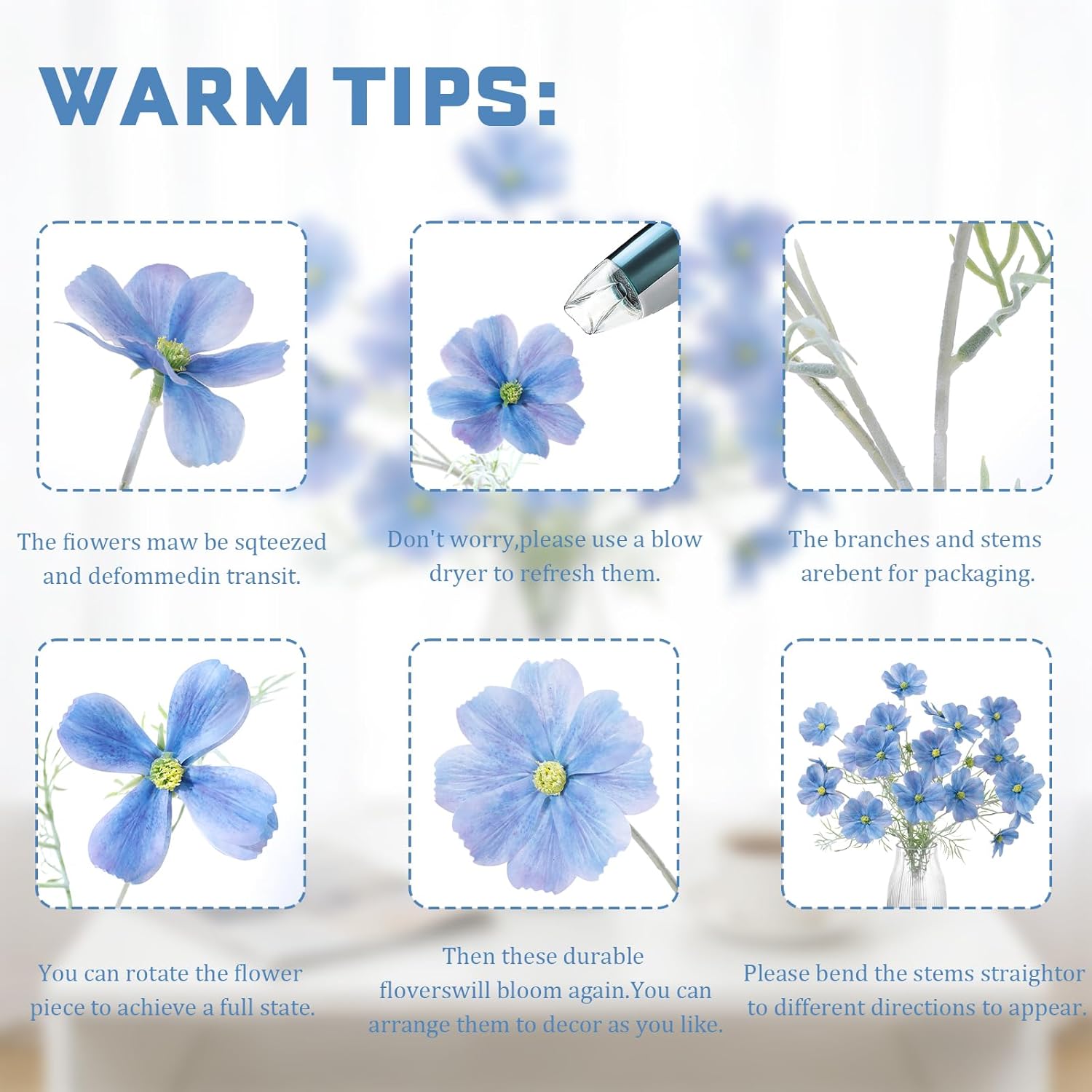4Pcs 24In Cosmos Artificial Flowers, Bendable Silk Faux Wild Flowers Arrangements For Vase, Realistic Fake Flower For Diy Table Kitchen Home Office Cafe Party Decor