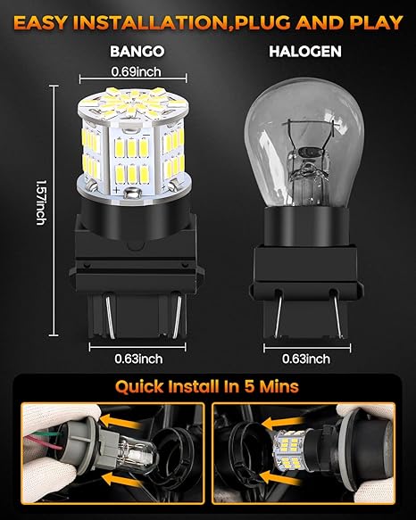3157 LED Bulb White Backup Reverse Light 3156 3057 4157 Super Bright Tail Brake Parking Lights 4 Pack