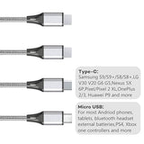 2 Pack 4 in 1 Multi Charging Cable 4FT 3A Fast Charging Nylon Braided Universal Charger Cord for iPhone Samsung Android