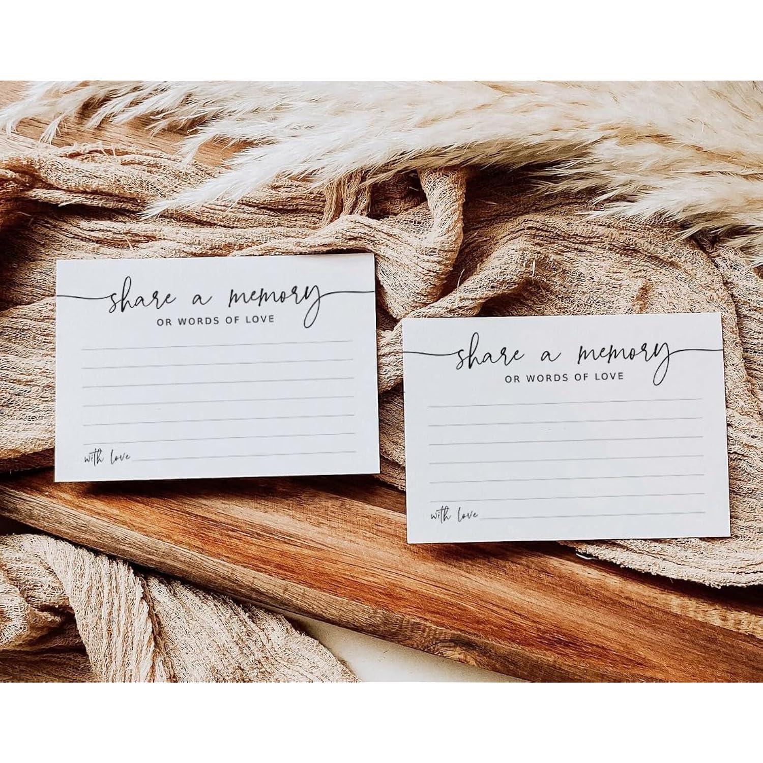 Share A Memory Card - 50 Pack, Share A Memory Cards For Celebration Of Life, Funeral, Memorial, Birthday, Graduation, Bridal Shower, 4” X 6", Minimalist