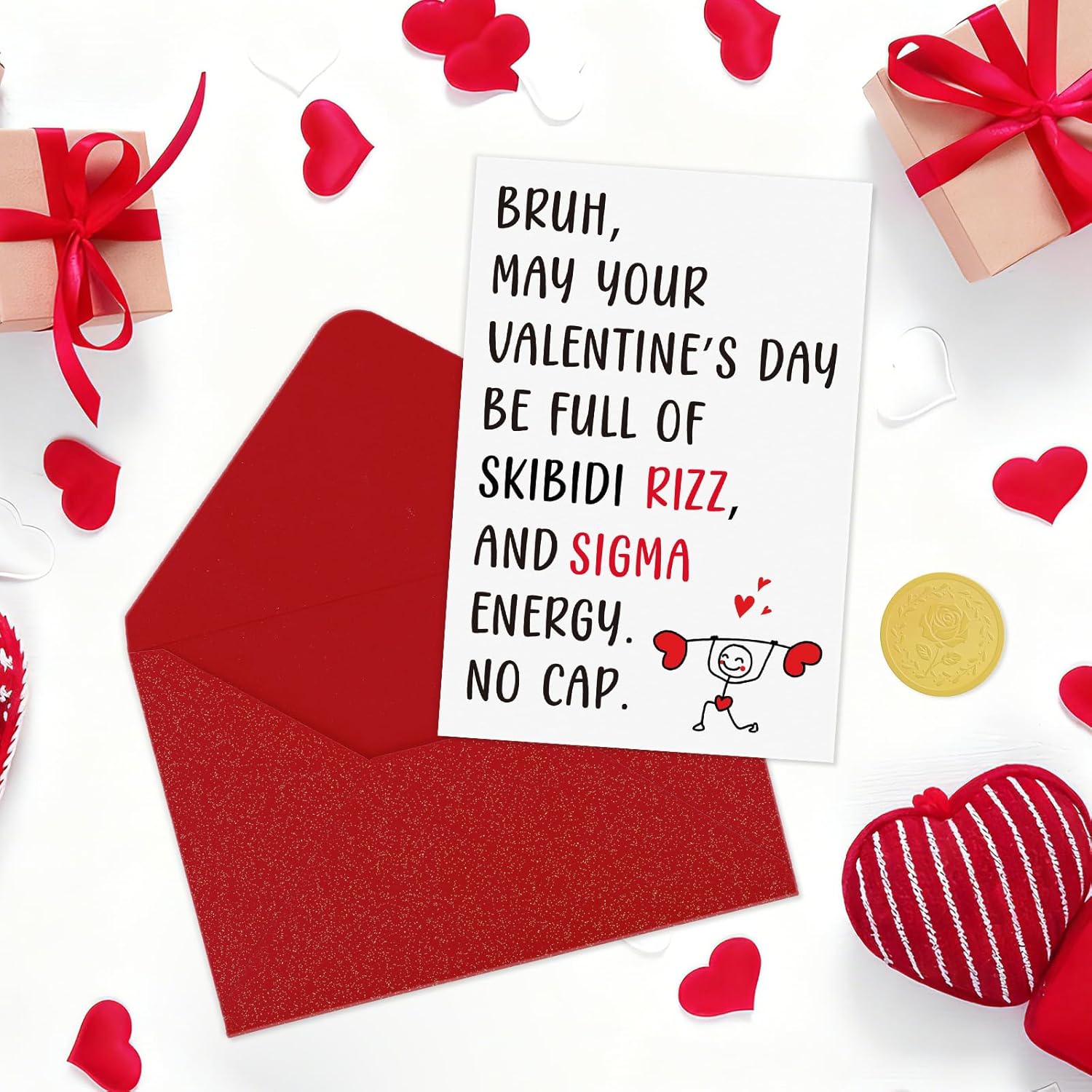 Slang Valentines Day Card - Trendy Gen Z Funny Valentines Card With Envelope Funny Rizz Meme Sigma Vday Gift For Her Him Girls Boys Teens Sons Daughter Grandson Granddaughter Kids Sister Brother Friend (5.5X8 Inch)