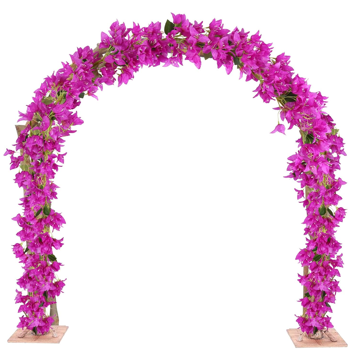 Bougainvillea Garland Artificial Flowers Vines 2Pcs 5.6Ft/Piece Fake Silk Bougainvillea Wreaths Outdoors Faux Plants Decor For Centerpieces Table Runner Wedding Arch Wall Decorations (Purple)