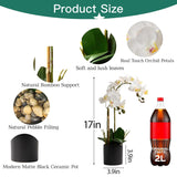 17" Fake White Orchid Flowers In Ceramic Pot,Real Touch Orchids Artificial Flowers Potted Plant,Faux Phalaenopsis Flowers Potting For Home Wedding Table Centerpiece Bathroom Office Decor