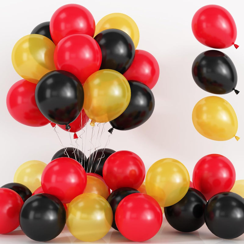 Red Black And Gold Balloons Pack Of 75, Matte Black Red Pearl Gold Hel