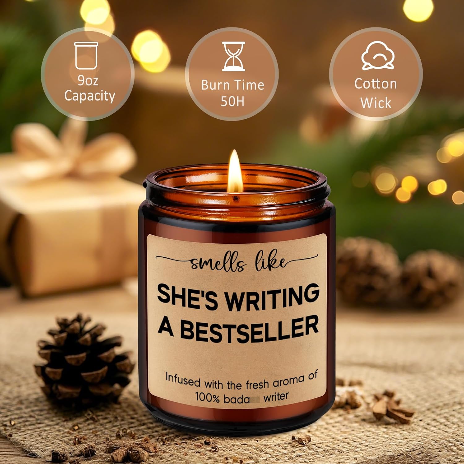 Candle, Writing Writer Gifts For Women, Creative Future Author Gifts For Writers, Valentines Day Cool Funny Literature Literary Presents For Book Novelist, Screenwriter, Young Aspiring Poet
