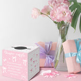 Pink Bow Baby Shower Decorations, Diaper Raffle Box For Baby Shower With 50Pcs Cards Kids' Party Banners Game For Girl, Pink Bow Baby Shower Decorations Baby Shower Raffle Tickets
